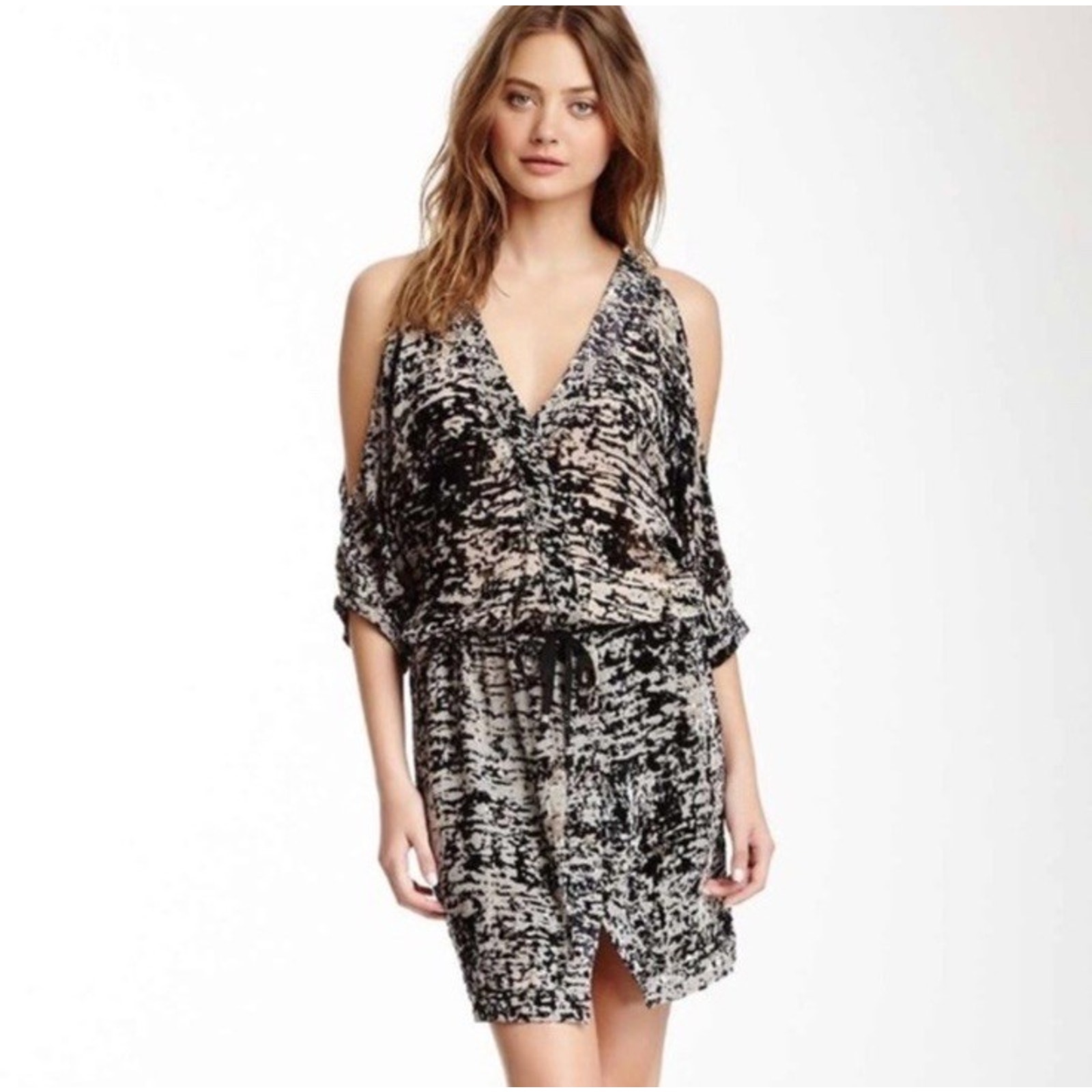 Gypsy 05 Silk Velvet Burnout Dress L - Sheer Cold Shoulder Boho Holiday Party